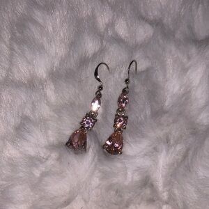 Pink crystal drop earrings (fish hooks backings)